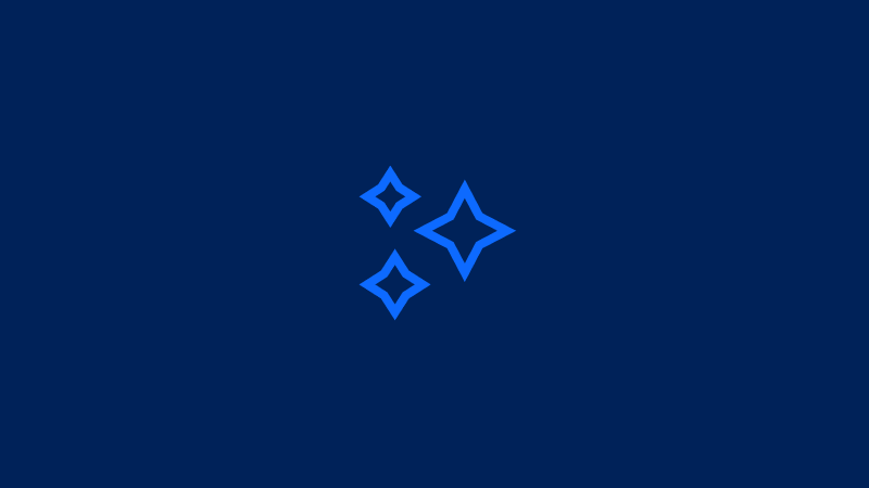 A light blue icon of 3 stars of different sizes on dark blue background